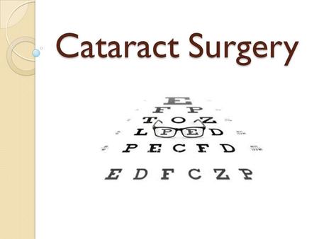 Cataract Surgery. What is a Cataract? A cataract is a clouding of the lens in the eye that affects vision. Most cataracts are related to aging. Cataracts.