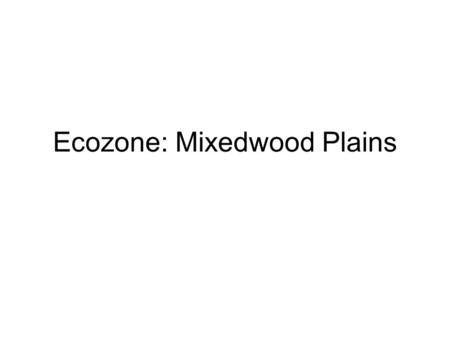 Ecozone: Mixedwood Plains. An Ecozone is a natural region where climate, soil, landforms, animals and people live to form a new region. The three most.