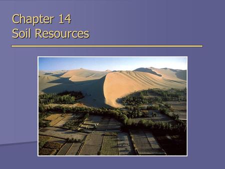 Chapter 14 Soil Resources. Soil  Uppermost layer of Earth’s crust that supports plants, animals and microbes  Soil Forming Factors  Parent Material.