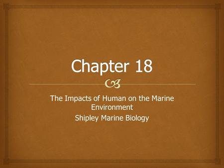 The Impacts of Human on the Marine Environment Shipley Marine Biology.