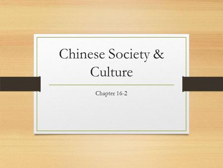 Chinese Society & Culture