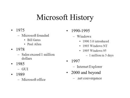 Microsoft History and beyond