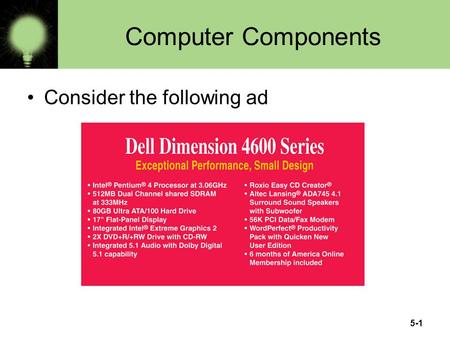 5-1 Computer Components Consider the following ad.