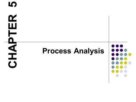 Process Analysis CHAPTER 5. Learning Objectives 1. Recognize three basic types of processes: a serial flow process, parallel processes (such as what happens.