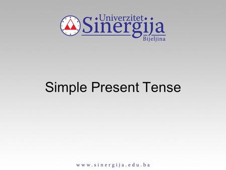 Simple Present Tense. Affirmative form singular plural I work we work you work you work he/she/it works they work.