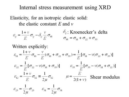 Internal stress measurement using XRD