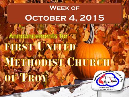 NEW Week of October 4, 2015. Led by George Berquist In the lower level of the CLC Sunday School today.