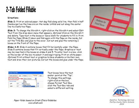 Directions: Slide 2: Print on colored paper. Hot dog fold along solid line, then fold in half (hamburger) so the lines are on the inside. Unfold and cut.