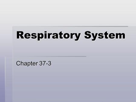 Respiratory System Chapter 37-3. What is Respiration?  Respiration is not just breathing in oxygen  Once oxygen is pulled into the lungs, it is carried.