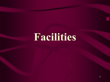 1 Facilities. 2 Facilities “Any place, any time, any place”