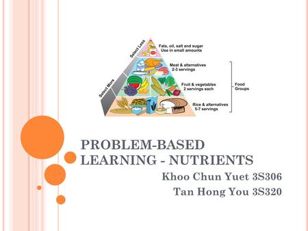 PROBLEM-BASED LEARNING - NUTRIENTS Khoo Chun Yuet 3S306 Tan Hong You 3S320.