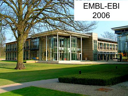 EMBL-EBI EMBL-EBI 2006. EMBL-EBI What is the EBI's particular niche? Provides Core Biomolecular Resources in Europe –Nucleotide; genome, protein sequences,