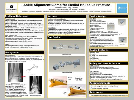 Problem Statement Project Proposal Design a device that will reduce the time of a medial malleolus fracture repair surgery Design a device that simplifies.