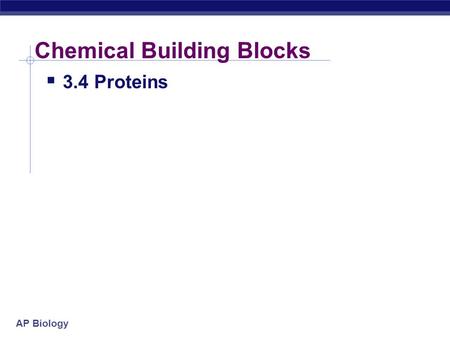 AP Biology Chemical Building Blocks  3.4 Proteins.