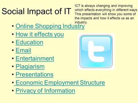 Social Impact of IT Online Shopping Industry How it effects you