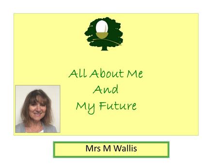 All About Me And My Future Mrs M Wallis. All About Me Things that I have done: I've worked as a pharmacist. I’ve been a teacher in Blackburn. I’ve lived.