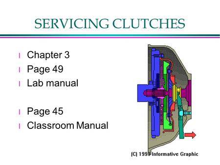SERVICING CLUTCHES l Chapter 3 l Page 49 l Lab manual l Page 45 l Classroom Manual.