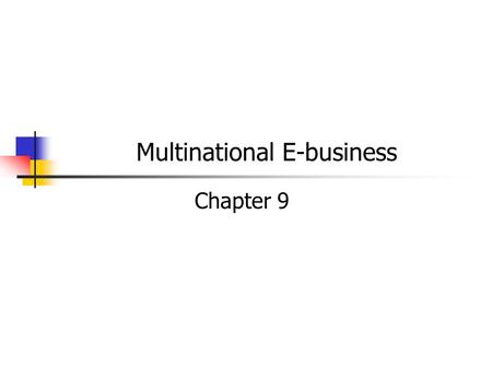 Multinational E-business Chapter 9. E-business Business to business (B2B) transactions 70 – 85% of all e-commerce Online sales – customer can order a.