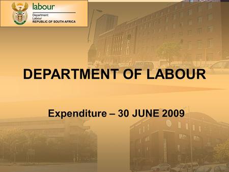 DEPARTMENT OF LABOUR Expenditure – 30 JUNE 2009. MAIN DIVISIONS OF THE VOTE.