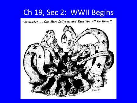 Ch 19, Sec 2: WWII Begins. Europe Gives in to Hitler to Avoid War 3 reasons: – 1. European leaders did not want another world war – 2. Believed Hitler’s.