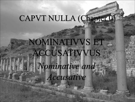 CAPVT NULLA (Chapter 0) NOMINATIVVS ET ACCUSATIVVUS Nominative and Accusative.