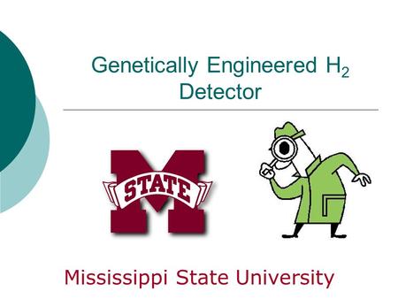Genetically Engineered H 2 Detector Mississippi State University.