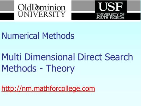 Numerical Methods Multi Dimensional Direct Search Methods - Theory