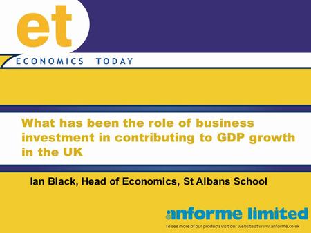 What has been the role of business investment in contributing to GDP growth in the UK To see more of our products visit our website at www.anforme.co.uk.