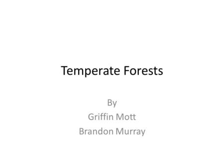 Temperate Forests By Griffin Mott Brandon Murray.