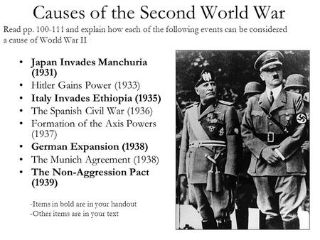 Causes of the Second World War Read pp