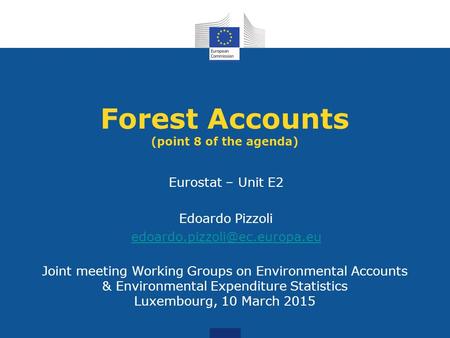 Joint meeting Working Groups on Environmental Accounts & Environmental Expenditure Statistics Luxembourg, 10 March 2015 Forest Accounts (point 8 of the.
