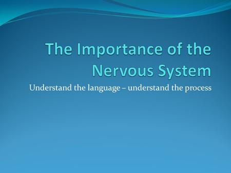 Understand the language – understand the process.