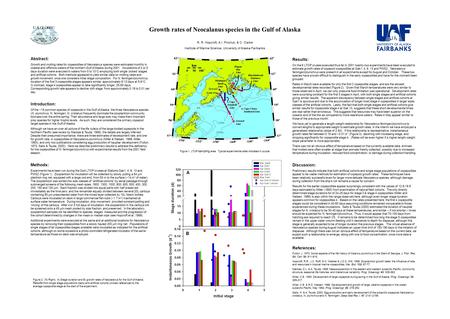 Growth rates of Neocalanus species in the Gulf of Alaska R. R. Hopcroft, A.I. Pinchuk, & C. Clarke Institute of Marine Science, University of Alaska Fairbanks.