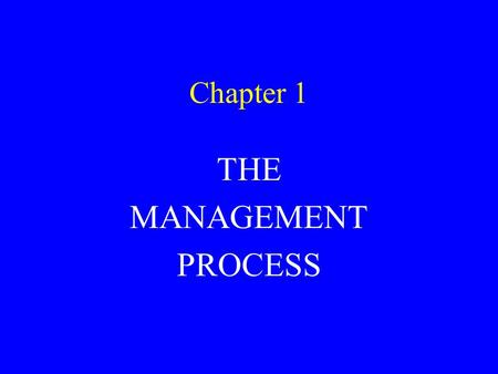 Chapter 1 THE MANAGEMENT PROCESS. THE MANAGEMENT PROCESS WHAT IS MANAGEMENT? WHAT IS A MANAGER? WHY PURSUE A CAREER IN MANAGEMENT? THE IMPORTANCE OF MANAGEMENT.
