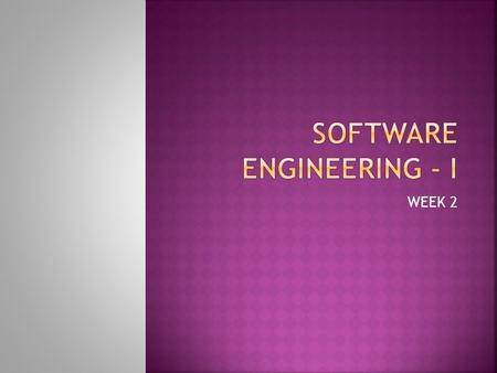 Software Engineering - I