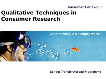 PGDM Bangor Transfer Abroad Programme Consumer Behaviour Bangor Transfer Abroad Programme Qualitative Techniques in Consumer Research.
