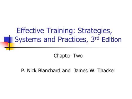 Effective Training: Strategies, Systems and Practices, 3rd Edition