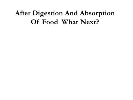 After Digestion And Absorption