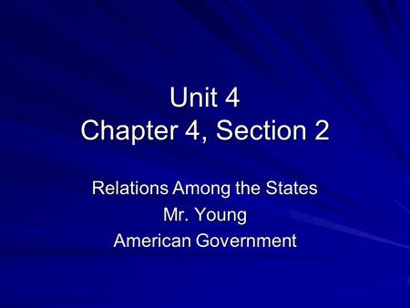 Relations Among the States Mr. Young American Government