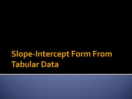  When given a table of data related to a straight line, writing the equation of the line in slope-intercept form is very straight forward.