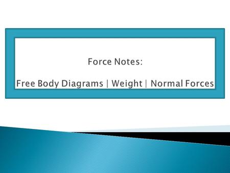  Types of Forces ◦ Contact Forces:  Frictional force: F f  Tensional force: F T  Normal force: F N  Air resistance force: F a  Applied force (push.