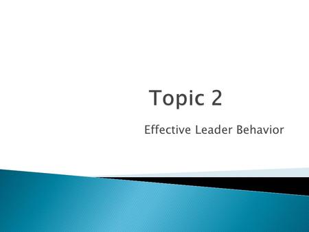 Effective Leader Behavior