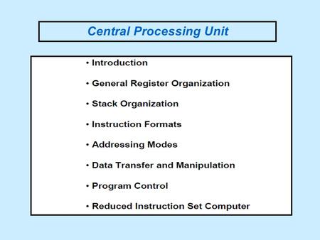 Central Processing Unit. MAJOR COMPONENTS OF CPU.