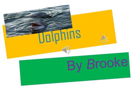 Dolphins By Brooke DESCRIPTION Dolphins are whales. Dolphins are toothed. They are mammals. Scientists can tell the age by counting the rings on the.