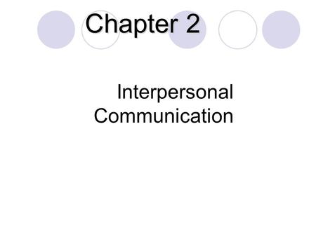 Interpersonal Communication Chapter 2. Introduction Most employees spend 75 percent of each workday communicating  75 percent of what we hear we hear.