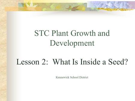 STC Plant Growth and Development Lesson 2: What Is Inside a Seed