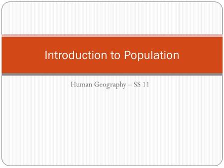 Introduction to Population
