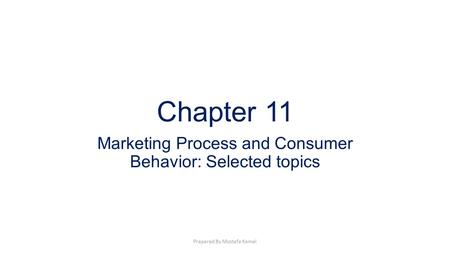 Chapter 11 Marketing Process and Consumer Behavior: Selected topics Prepared By Mostafa Kamel.