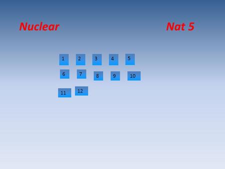 Nuclear Nat 5 1234 5 67 8910 12 11. Why is radiation emitted from atoms? Because there nucleus is unstable. Due to the proton to neutron ratio.