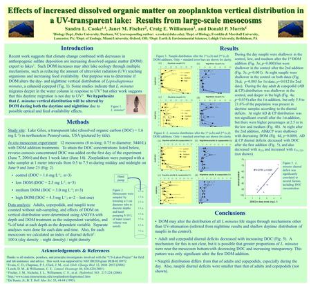 Effects of increased dissolved organic matter on zooplankton vertical distribution in a UV-transparent lake: Results from large-scale mesocosms Sandra.
